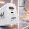 Cargador rápido de doble puerto 240W para teléfono móvil PD20W transfronterizo, adecuado para dispositivos Apple, Huawei, Samsung, europeos, americanos y británicos