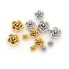 Aço inoxidável banhado a ouro 18k contas tridimensionais em formato de rosa perfuradas pulseira de contas 3D joias diy com contas
