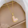 Acero de TitanioCorazón Hueco con Goteo de Aceite Estilo Minimalista Elegante Collar Completo de Diamantes para Mujer Cadena Versátil para Clavícula Cadena de Acero de Titanio