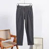 Estilo Old Money~Twill de Alta Densidad Transpirable Elástico para Hombre Primavera Color Sólido Casual de Negocios Pantalones de Pierna Recta Pantalones Holgados Cónicos