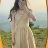 Vestido de Nuevo Estilo 2026 para Mujer, Verano, Manga Corta, Patchwork, Ceñido a la Cintura, Casual, Versátil, Simple, Holgado, Largo