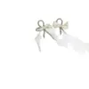 Brincos Estilo Fada com Pena Incrustada de Diamante Laço Franja de Pérola Super Fada Doce Feminino Elegante Brincos Elegantes para Mulheres