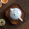 Tetera Azul Plateado y Blanco Juego de Té Kung Fu Porcelana Blanca Dehua Olla Xishi Taza de Té Tetera Individual Cerámica Nuevo Estilo 2025