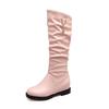 Botas Femininas Estudantes Bico Redondo Casual Botas Altas Tamanho Grande 029