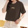 Playera de Manga Corta de Algodón Pesado 260g para Mujer Verano Holgada Moda Chic Diseño Nicho Top Negro Manga Media