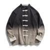 2023 Primavera y Verano Nuevo Chaqueta Vintage Lavada Degradada Desgastada Abrigo con Hebilla Estilo Chino para Hombre Cárdigan de Algodón Talla Grande