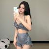Nuevo traje de baño de bikini dividido para mujer, de moda, con fruncido en el pecho, blusa blanca, traje de baño antisexy.