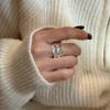Anillo de plata esterlina S925 con diseño de nicho de estilo coreano, con textura de cara ancha, estilo industrial pesado, anillo de textura de moda de estilo coreano