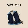 Conjunto Jeans de Verão Estilo Coreano para Meninos Colete sem Mangas Calças de Perna Larga Conjunto Casual Solto de Duas Peças Roupas de Verão 2026