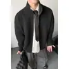 Novedad de Otoño Moda Masculina Color Sólido Talla Grande Cuello Alto Cremallera Doble Cardigan Abrigo Suéter para Hombre