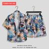 Camisa de Flores Hawaianas Traje de Playa Verano Delgado Sanya Viaje Pareja Hombre y Mujer Talla Grande Pantalones Casuales Sueltos