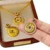 Joyería Chapada en Oro con Colgante de Moneda de Cobre, Moneda de Imitación Dorada con Diamantes, Colgante de Cadena para Suéter Cepillado