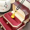 Loja de Ouro Mesmo Estilo Antigo Banhado a Ouro Diamante Incrustado Ruyi Cabacinha Pingente, Novo Estilo Chinês Versátil Cabacinha Colar Corrente para Suéter para Mulheres