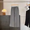 Calça Casual Feminina Offline 299 Outono e Inverno Novo Estilo Quente Forrada com Lã Grossa Cintura Elástica com Cordão Perna Reta Solta Perna Larga