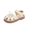 Sandalias para Niña Estilo Coreano Encaje Zapatos de Princesa 2026 Verano Niñas Pequeñas Transpirables Suela Suave Punta Cerrada Sandalias Huecas