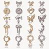 Celebridad en línea joyería de zircona para uñas Color súper brillante que conserva el color Lujo ligero Lazo Perla Fototerapia para uñas Colgante de corazón Diamante decorativo