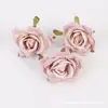 Cabeza de flor de rosa artificial vintage desgastada tela flor de seda materiales para accesorios de pasador de pelo DIY decoración de escena de boda