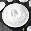 Hotel Club Configuração de Mesa Conjunto de Porcelana Óssea Caixa de Banquete Chinês Tigelas e Pratos com Borda Dourada Conjunto de Nove Peças Louça de Hotel Luxo Acessível