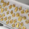 Anillo de Oro Aluvial para Mujer que No Se Desvanecerá por Mucho Tiempo, Diseño de Nicho de Alta Gama Abierto, Accesorios Exagerados Retro Imitación Oro, Producto Nuevo