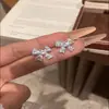Brincos de Renda com Laço e Estampa de Leopardo em Esmalte Azul Estilo Coreano para Mulheres, Acessórios Doces e Descolados de Alto Valor, Joias de Orelha de Nicho