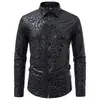 Nueva camisa de manga larga para hombre de Amazon 2026 con estampado de leopardo y detalles de lámina dorada, talla europea, moda trendy, camisa de talla grande para hombre