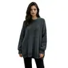 Suéter Pulôver Gola Redonda Cruzado de Veludo Imitação de Minky para Mulheres, Novo Estilo Outono e Inverno, Solto, Macio, Tricô Grosso para Roupa Externa