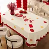 Mantel de Año Nuevo, impermeable y a prueba de aceite, fácil de limpiar, mantel festivo rojo del Año del Caballo, mejora el ambiente, mantel resistente al calor, cubierta para mesa de café