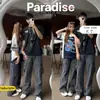 Calças jeans de trabalho para comércio exterior para homens e mulheres, marca moderna estilo americano, bolsos grandes, corte solto, calças compridas vintage lavadas estilo high street
