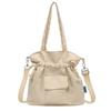 Bolso de estilo coreano para mujer, nuevo bolso de hombro tipo tote de gran capacidad, de color sólido, con cordón ajustable y plisado de nailon, 2024