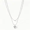 Acero de Titanio Nicho Estilo Sin Colisiones Doble Capa Collar de Corazón Chica Dulce Versátil para el Trabajo Cadena Hueso de Serpiente Accesorio para el Cuello Venta al por Mayor No se Desvanece para Mujeres
