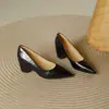 Zapatos de tacón bajos franceses para mujer, nuevo estilo primavera y otoño, elegantes, modernos, sencillos, versátiles, cómodos, piel suave, tacones altos para el trabajo