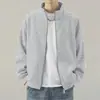 Transfronteriza, cuello alto, azul marino, sudadera con cremallera, para hombre, antiarrugas, chaqueta deportiva y casual, chaqueta para correr, ropa exterior de alta gama