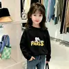 Estilo Nuevo Primavera y Otoño Talla Mediana y Grande Niños Bebé Elegante Estampado de Dibujos Animados Top 100% Algodón Puro Camiseta de Manga Larga Cuello Redondo para Niñas