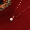 Collar de Perla Única con Hebilla de Melón para Mujer, Lujo Ligero, Diseño de Nicho, Estilo Ins, Cadena para Clavícula de Moda Elegante con Colgante