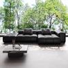 Sofá Modular de Couro Designer Normcore Sofá Moderno de Canto Quadrado Simples Vila Italiana Sofá Pixel Preto