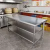 Bancada de Aço Inoxidável Mesa de Trabalho de Cozinha Mesa Retangular Rack de Armazenamento de Restaurante Mesa de Tábua de Corte Dedicada para Preparo de Cozinha Comercial