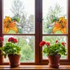 Cbccht106 Adesivo de Vidro para Canto de Janela Floral e de Pássaros Transfronteiriço, Adesivo Colorido Dupla Face Ultra-Transparente Adesivo de Flor para Canto de Vidro Decorativo