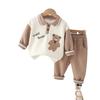 Ropa para niños, traje de primavera y otoño para niños, novedad de 2024, ropa de dos piezas con solapa de animal de primavera para niños, ropa informal para niños