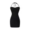 Vestido Sexy de Chica Caliente con Escote Halter y Almohadillas en el Pecho, Nuevo Estilo Verano 2026, Estilo Pura Pasión, Falda Corta Plisada Ajustada que Resalta la Cadera