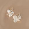 Brincos de folhas de pétalas da moda, doces e elegantes, pequenos, frescos, estilo pastoral, concha, flor branca, brincos