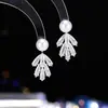 Brincos de Pérola de Trigo Exquisitos da Moda para Mulheres Zircônia Microincrustada Design de Nicho Super Brilhantes Exquisitos Simples Elegantes