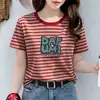 Camiseta de Manga Corta en Rebaja para Mujer, Nuevo Modelo Verano 2026, Rayas Blancas y Negras, Favorecedora y Adelgazante, Top de Moda Talla Grande para Mujeres con Curvas