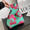 Bolso de Mano Estilo Ins, Versión Coreana y Japonesa, Versátil Bolso Cubo de Hilo Tejido para Llevar en la Mano para Mujer, Bolso Tote, Bolsa para el Almuerzo, Estilo Portátil de Moda
