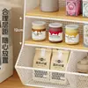 Prateleira de armazenamento de mesa, multifuncional para uso doméstico, com compartimentos em níveis para lanches, garrafas de água e outros itens; organizador de bancada de cozinha e porta-exibição; suporte de copo