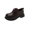 Mocassins, sapatos femininos de couro estilo britânico da moda, com cadarço, sola grossa, couro macio novo, versáteis, sapatos de trabalho 2026