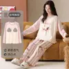 Pijama Feminino 2026 Novo Primavera e Outono 100% Algodão com Bojo Embutido, Manga Longa, Pode Ser Usado Fora, Conjunto para Casa