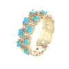 Anillo de Zirconia Curvo Elegante con Piedra Preciosa Azul Real, Lujo Ligero, Dulce y Versátil, Cobre Puro, Exclusivo para Ventas Transfronterizas
