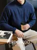Sudadera de forro polar de doble cara, cálida, engrosada, con media cremallera, para hombre, estilo minimalista para otoño e invierno, top de manga raglán