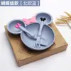 Juego de Vajilla de Paja de Trigo para Bebé, Bol de Arroz, Plato de Comida, Cuchara, Tenedor, Divertido Dibujo Animado, Juego de Cuencos para Niños, Regalo