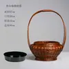 Cesta de arreglo floral tejida en bambú retro de mano cesta de flores rociadas adorno Zen recipiente chino para arreglo floral Ikebana tubo de bambú